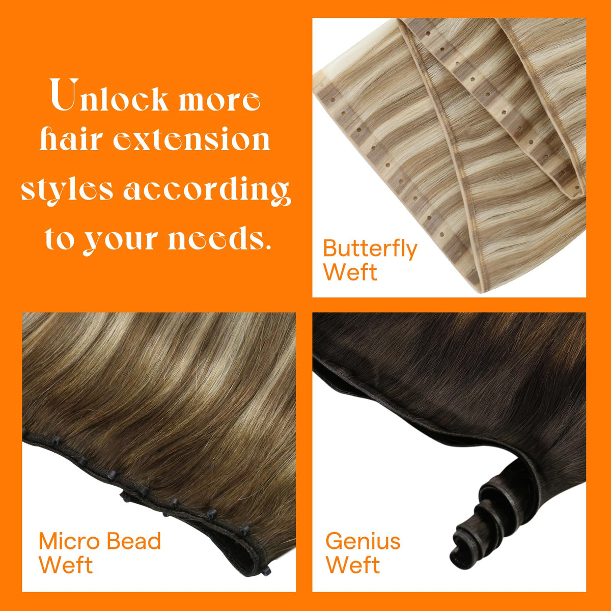 Sunny Hair Sew in Hair Extensions Real Human Hair Black for Women
