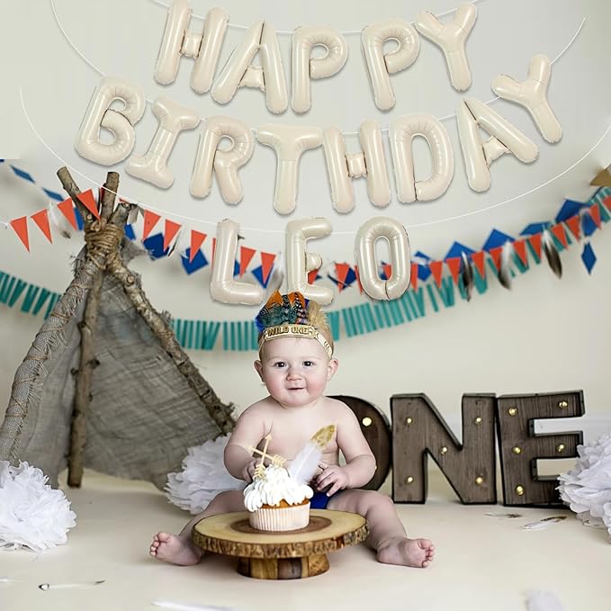 TONIFUL 65 Pcs Personalized Name Letter A-Z Balloons 16 Inch Cream White Happy Birthday Balloon and 2 Sets A-Z Foil Letter Balloons Create Your Own Name Banner for Birthday Celebration Party Decor