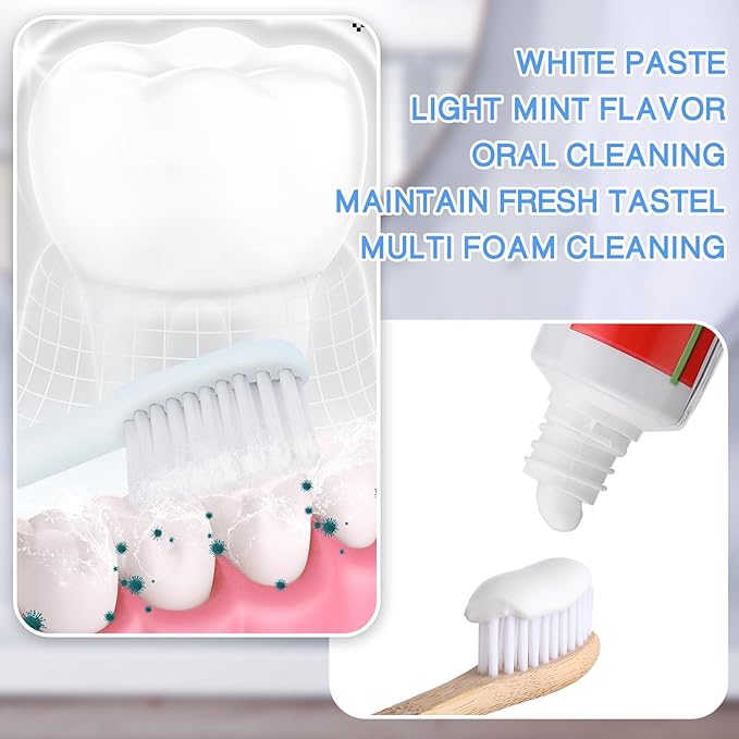 Mini Toothpaste Bulk Travel Size 0.35oz for Bad Breath, Helps Freshens Breath, Whitens Teeth Regular Disposable Mint Toothpaste for Home Hotel Office Camping