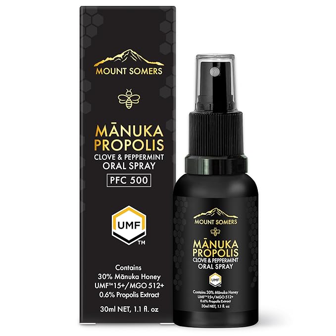 Propolis Oral Spray UMF15+ – Manuka Honey, Clove & Peppermint, Breath Freshener & Oral Comfort Support, Travel Size, 1 Fl Oz