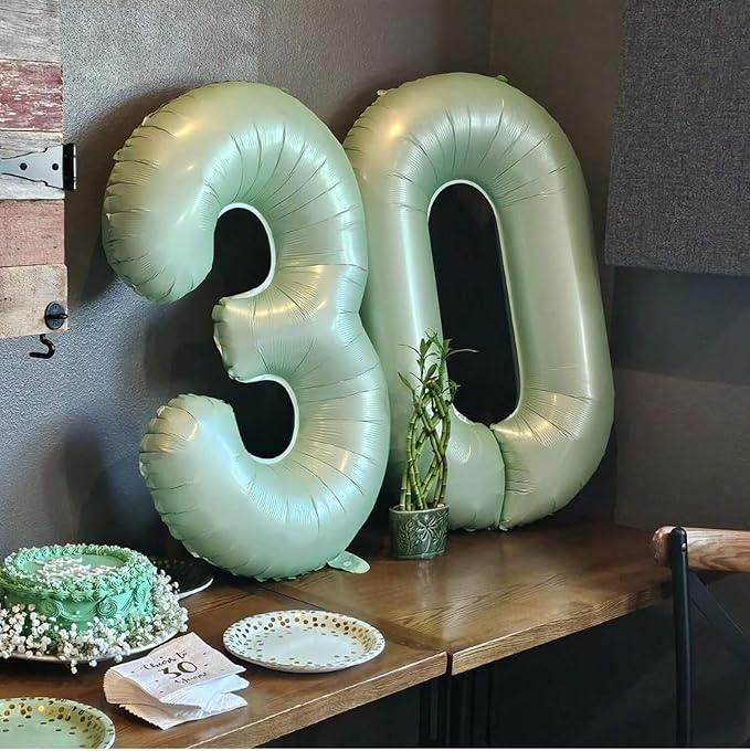 Sage Green Number 2 Balloon 40 Inch, 2 Balloon Number, 2nd Birthday Decorations for Baby Girls Boys Toddlers