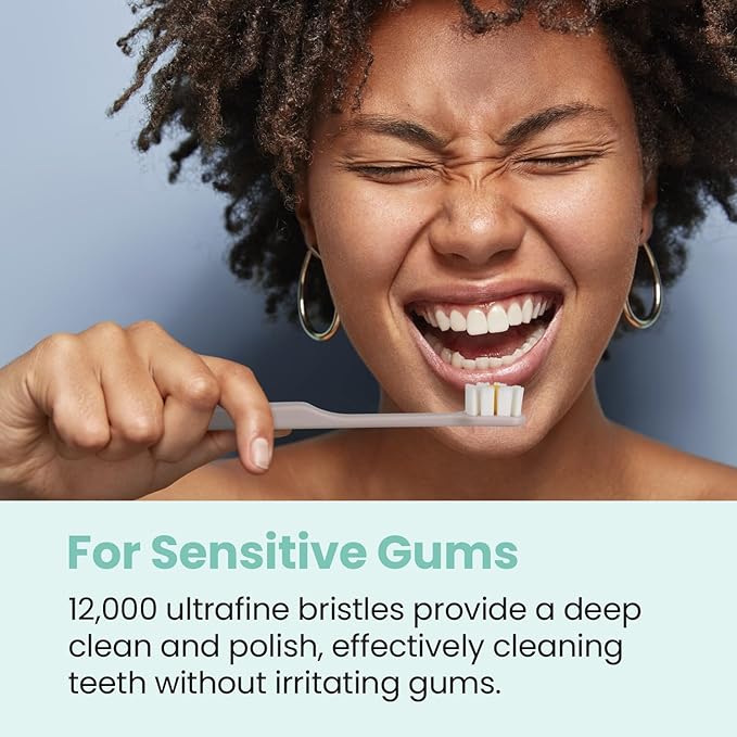 Lindo Polishing Toothbrush - for Sensitive Gums and Teeth, 12000+ Ultra Fine Bristles, Soft and Gentle, Deep Clean, Pack of 4 (Blue, Gray, Beige, Black) (Light Gray, Pink, Green, Peach, 4 Pack)