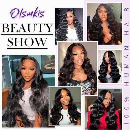 Olsmkis Body Wave Bundles Human Hair 20 22 24 Inch 3 Bundles Human Hair 300g 100% Unprocessed Brazilian Virgin Raw Hair Extensions for Women Natural Black Weave Bundle