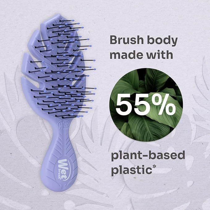 Wet Brush Go Green Mini Detangler, Purple - Detangling Travel Hair Brush - Ultra-Soft IntelliFlex Bristles Glide Through Tangles & Gently Loosens Knots While Minimizing Pain, Split Ends & Breakage