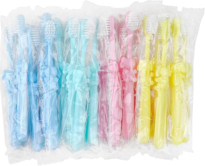 60 pcs Bulk Dispodable Kids Toothbrushes Bulk Individually Wrapped,Kids Toothbrush for Age 2+ Toddler Children Toothbrush Set Soft Bristles Boys Girls Toothbrush
