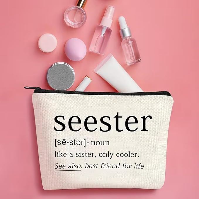 GRITOSE 1pcs Funny Friendship Makeup Bag Women Girls Cosmetic Bag Sister Toiletry Accessories Best Friends Graduation Birthday Gift Small Travel Pouch with Zipper