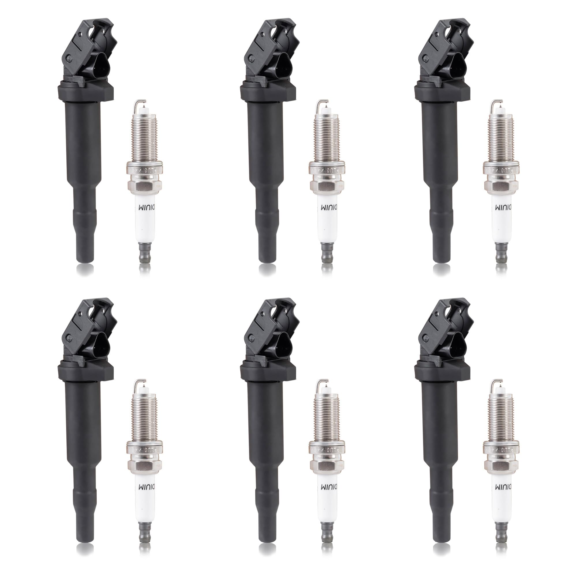 KUIPERAUTO Set of 6 Ignition Coils and Spark Plugs set Compatible for BMW 128i 328i 330i 528i 530i X3 X5 X6 M5 M6 Z4 Mini Cooper
