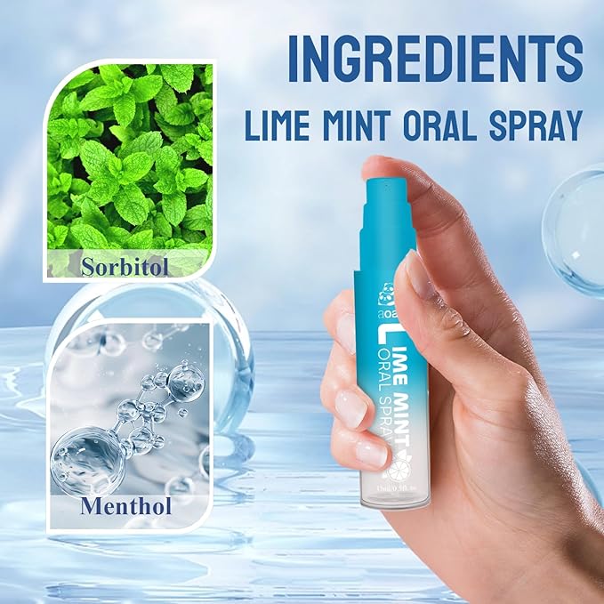 Oral Spray for Adults, Mouth Freshening Spray, Portable Peppermint Oral Freshener, Alcohol & Fluoride-Free Oral Care Mouth Spray, Travel, Dates, Office, Dry & Bad Breath,0.5fl.oz (Pink/Purple/Blue)