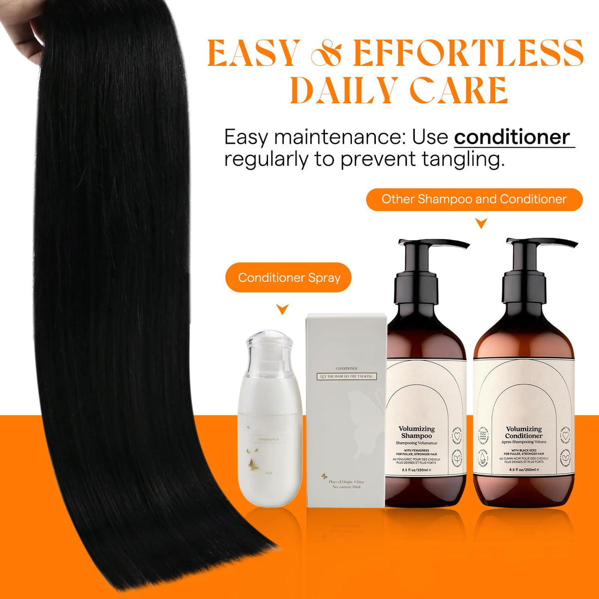 Sunny Hair Sew in Hair Extensions Real Human Hair Black for Women