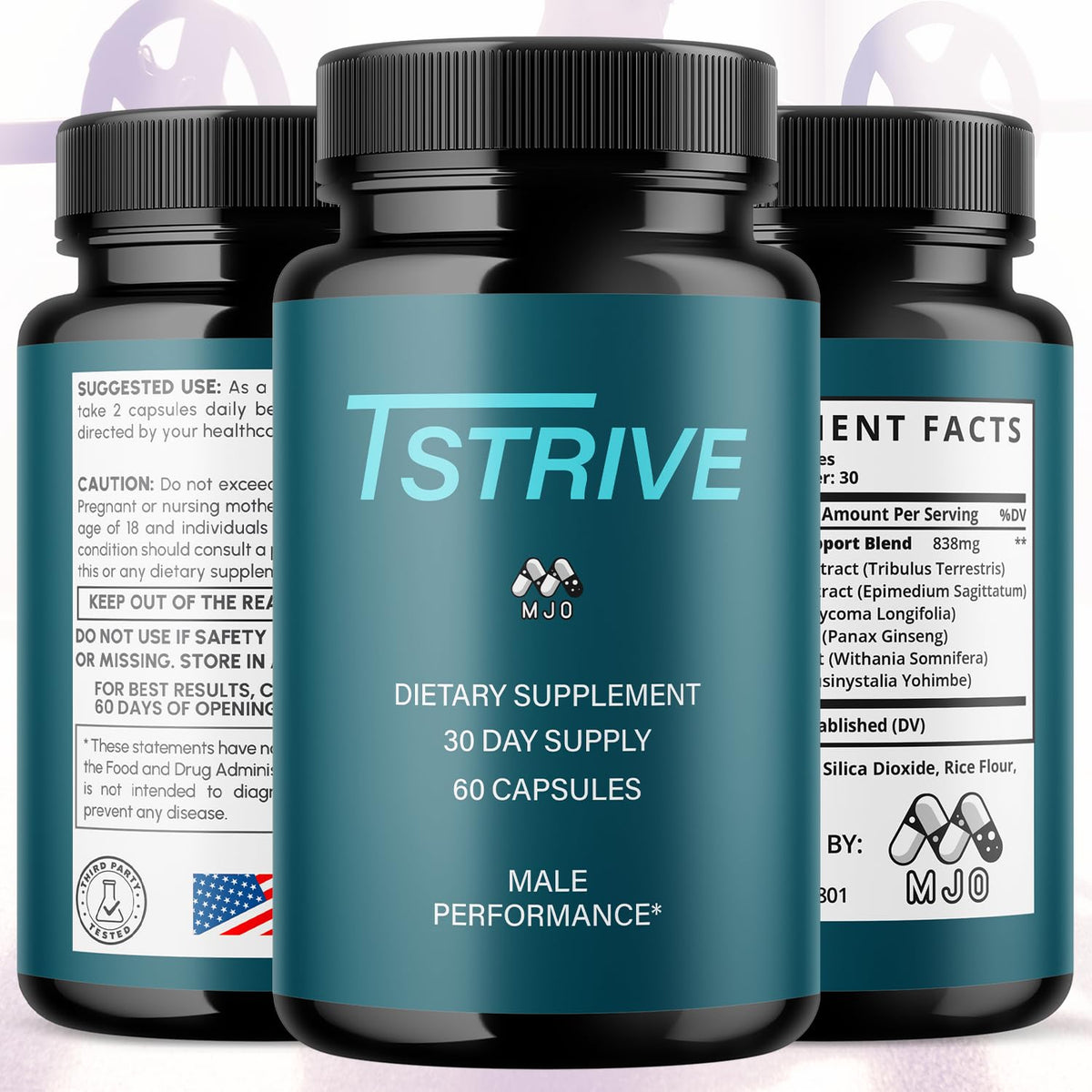 Tstrive for Men, Official T Strive Pills for Men with All Natural Ingredients, Maximum Strength Tstrive Men's Supplement with Premium Vitamins Supporting Wellness and Advanced Health (60 Capsules)
