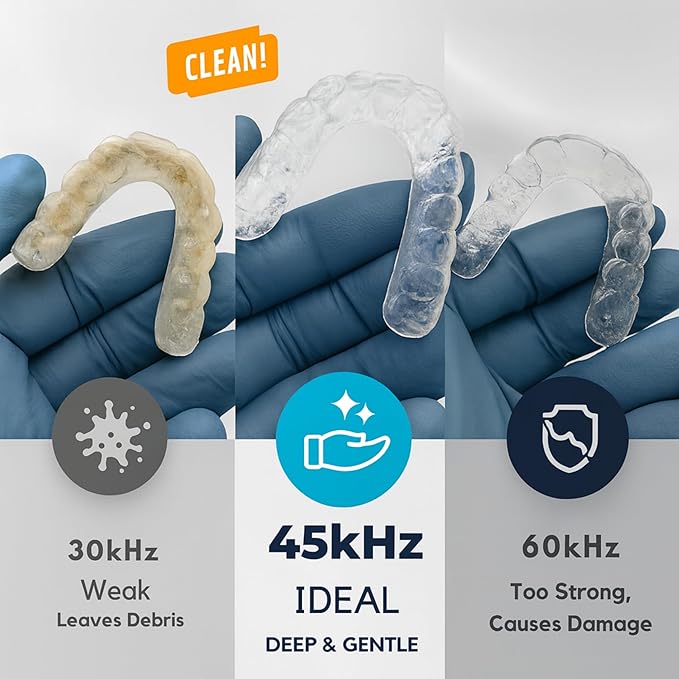 45KHz Ultrasonic Retainer Cleaner Machine, 230ML UV Cleaner for Retainer, Denture, Mouth Guard, Aligner, Braces, Toothbrush & Jewelry | 3 Digital Timer Modes | Black