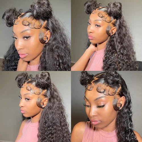 BWDWST Deep Wave Lace Front Wigs Human Hair 13x6 Lace Front Wigs Human Hair Pre Plucked Deep Wave Wig for Women 20 Inch