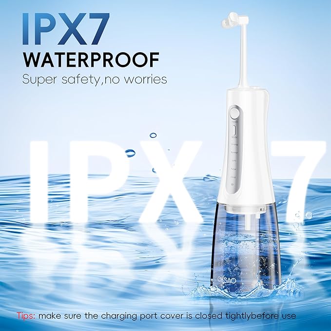 Cordless Water Flosser for Teeth Cleaning Pick, U-Shaped Flossing Head for 360° Deep Clean, 5 Modes & 9 Jet Tips, IPX7 Waterproof, Rechargeable & Portable Oral Irrigator for Travel, 350ML Large Tank