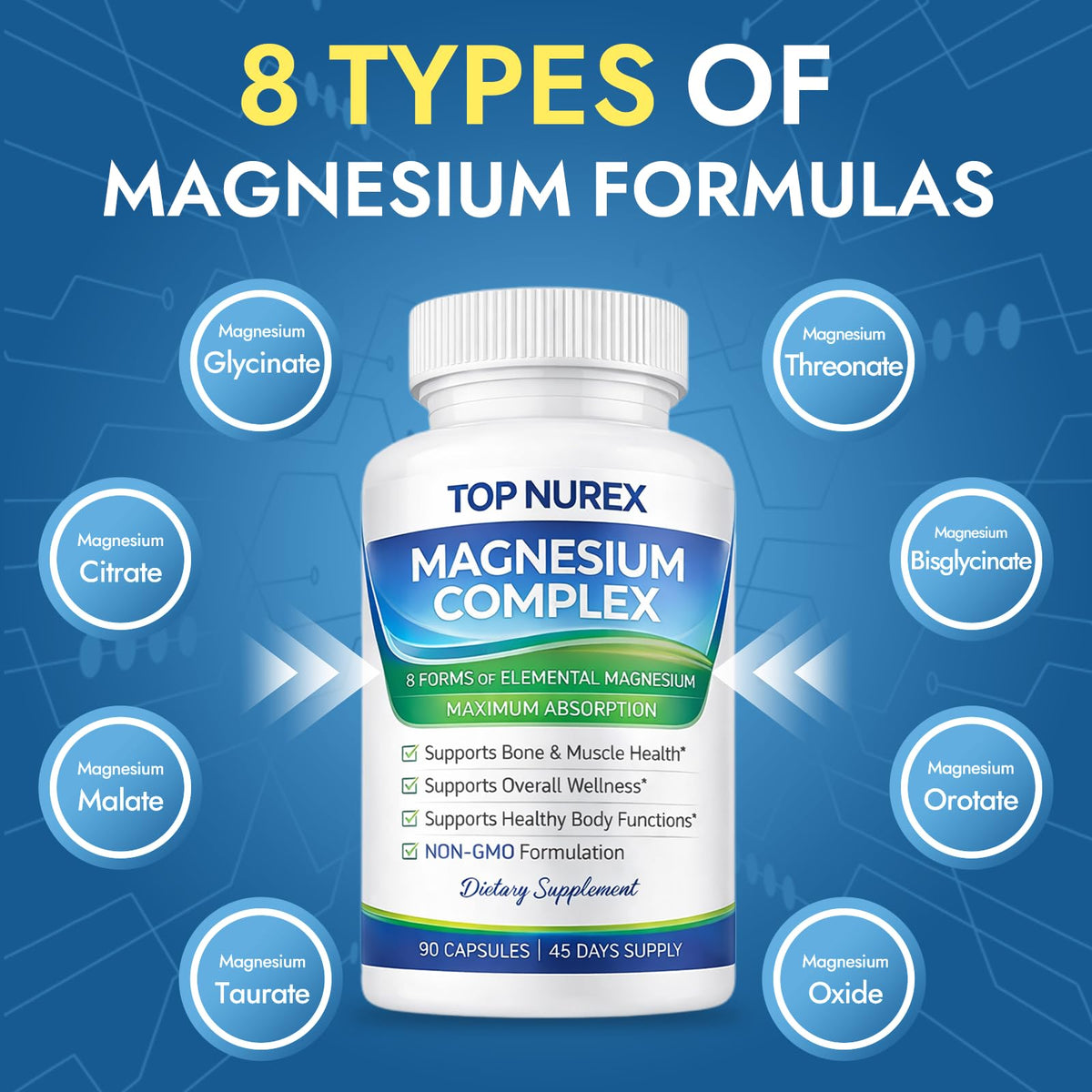Top Nurex Magnesium Complex 1000 mg, 90 Capsules