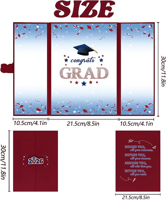 Vlipoeasn 2026 Graduation Guest Book Alternative, Red Blue & White Class of 2026 Graduation Party Decorations, Unique Graduation Gifts for Friends, Grad Signature Book for 2026 College High School
