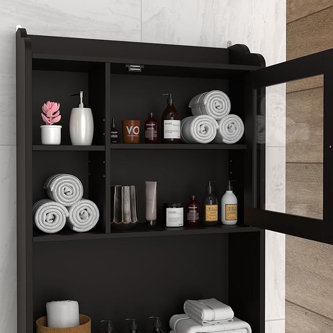Over The Toilet Storage Cabinet with 3-Tier Shelves,Space-Saving Bathroom Organizer Rack Freestanding Shelf Unit for Bathroom (2)