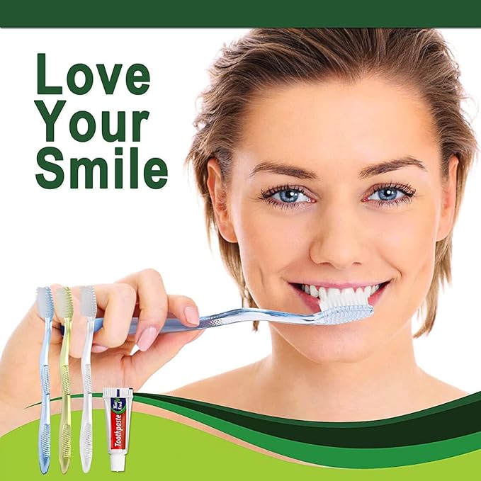 HQSL Sund 120 Pack Disposable Toothbrushes with Toothpaste, Individually Wrapped, Manual Disposable Toothbrushes Bulk, Adult Kid Toiletries, 3 Colors