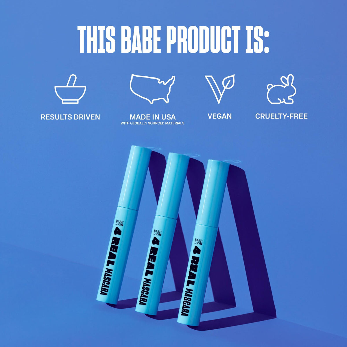 Babe Original 4 Real Mascara Black for Volume, Length, and Lift in Eyelashes, Defined & Flutterly Look, Vegan & Cruelty-Free