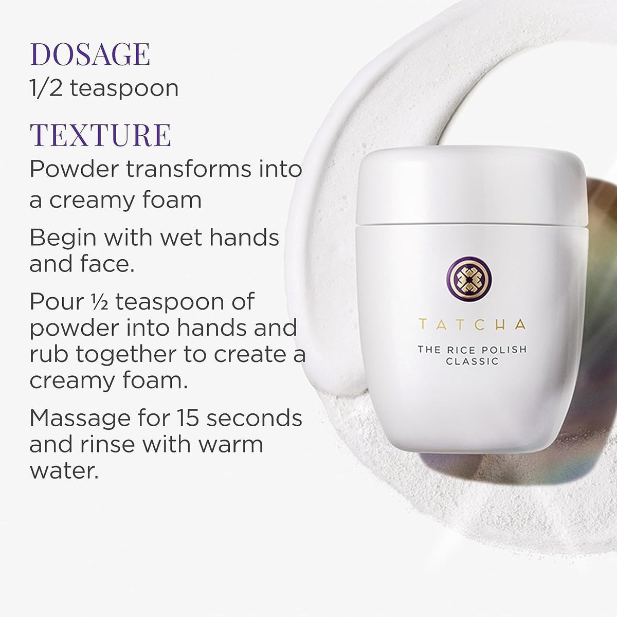 Tatcha The Rice Polish Classic | Daily Non-Abrasive Exfoliator for Combo to Dry Skin | 60 gr / 2.1 oz