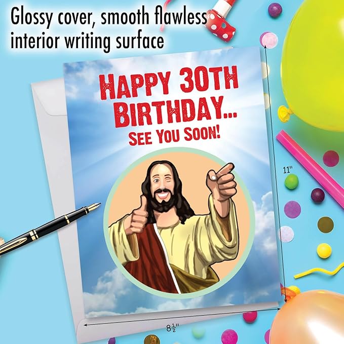 NobleWorks - 30th Funny Birthday Greeting Card (8.5 x 11 Inch) - 30 Years Old, Big Milestone Birthday Humor Card from Group - See You Soon 30 J7235MBG