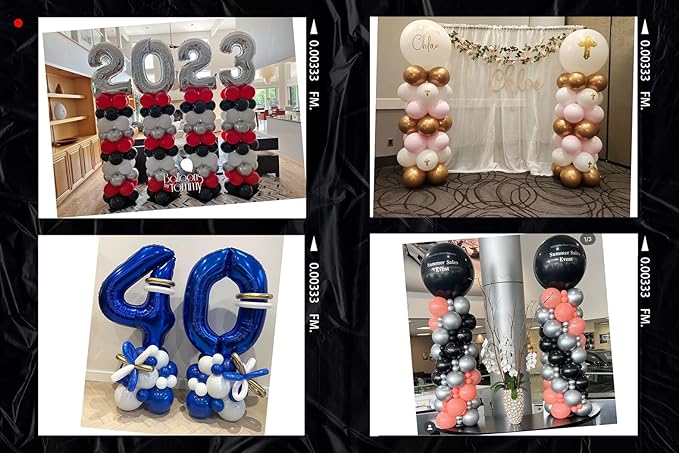 LANGXUN 2 Sets Adjustable 6ft DIY Balloon Column Stand Kits For Birthday Wedding Graduation Party Decorations, Christmas Balloon Decor