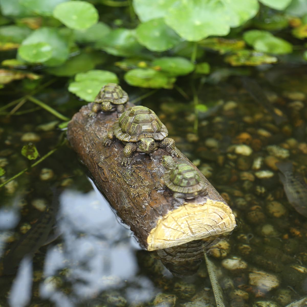 Generic Three Turtle Floating Sculptures - Pond Decoration, Green Resin Turtle Statue, Water Landscape Garden Floating Decoration
