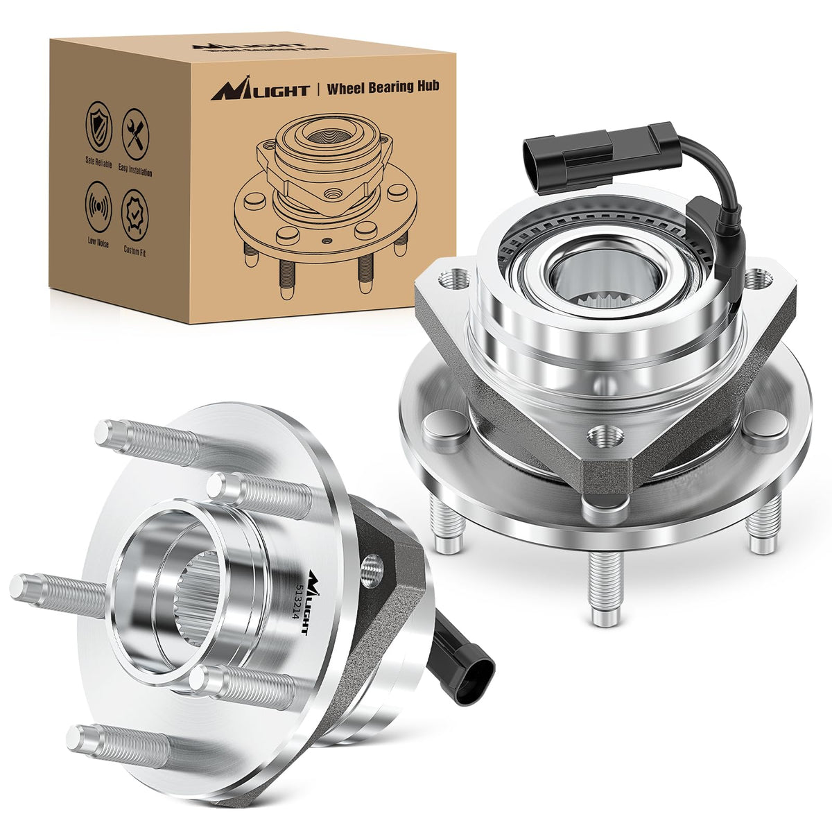Nilight Front Wheel Hub And Bearing Assembly For Chevrolet Malibu 2004-2006 2007-2011 2012, Hhr & Cobalt 2008-2010, Pontiac G6 2