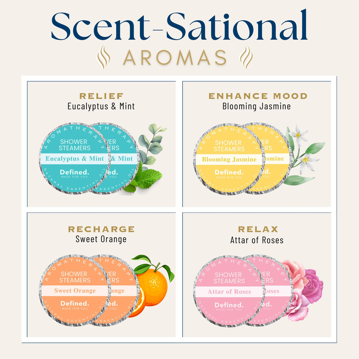 Shower Steamers Aromatherapy 8 Pack– Eucalyptus Steamers for Clear Sinus- Natural Shower Melts for Women & Men– Spa at Home Relaxation, Self Care Wellbeing Stress Relief Shower Bomb Aromatherapy Gift
