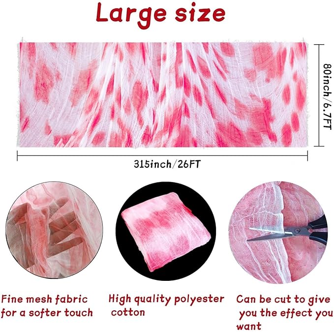 Halloween Blood Creepy Cloth 315 x 79 Inch Scary Spooky Cloth for Windows Doorways Cover Gauze for Halloween Party Haunted House Decorations