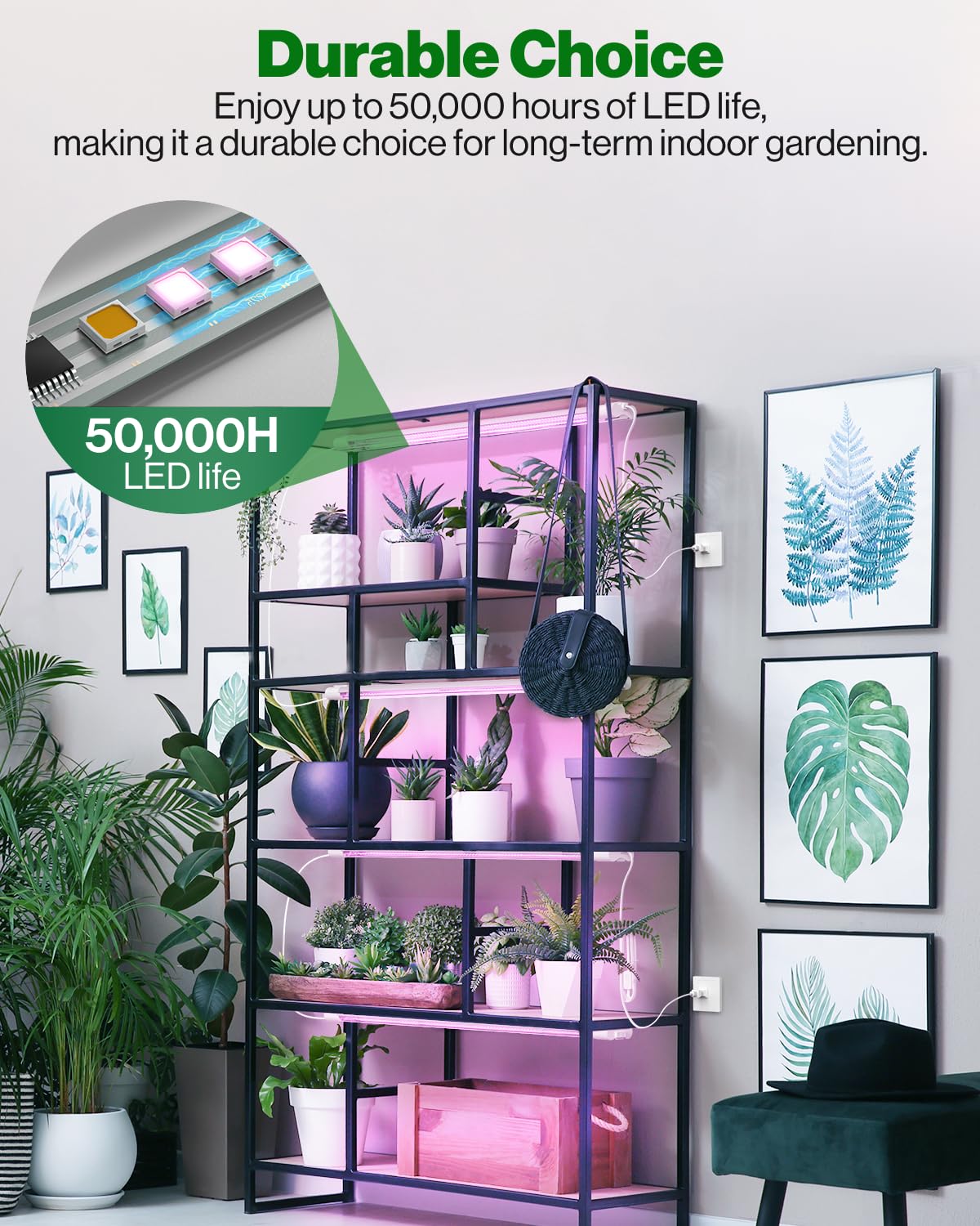Sunco 4 Pack 3FT LED Grow Light, Full Spectrum, 30W