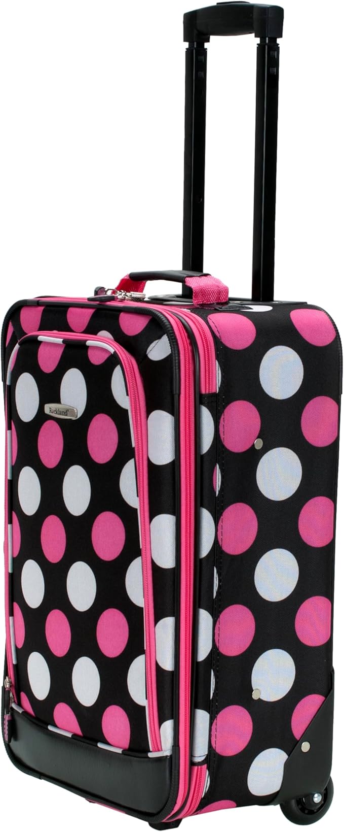 Rockland Fashion Softside 2 Piece Luggage Set, Expandable, (14" Tote/19" Upright), Multi Pink Dot