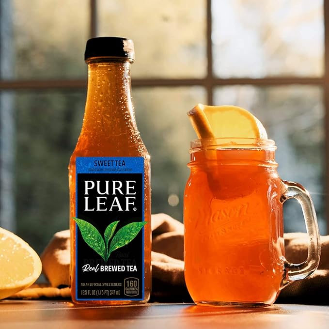 Pure Leaf Iced Tea, Sweet Tea, Real Brewed Tea, 18.5 Fl Oz Bottles (Pack of 12)