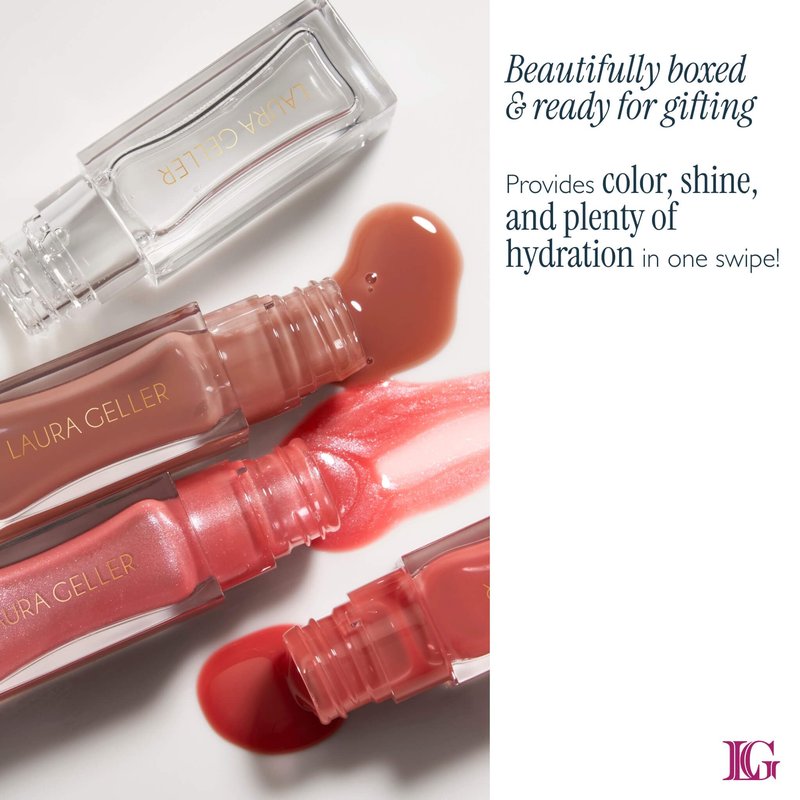 LAURA GELLER NEW YORK Let It Shine Boxed Gift Set | Includes 4 Fine Shine Glossy Lip Oils in Exclusive New Shades | Hydrating Lip Treatment with Peptides