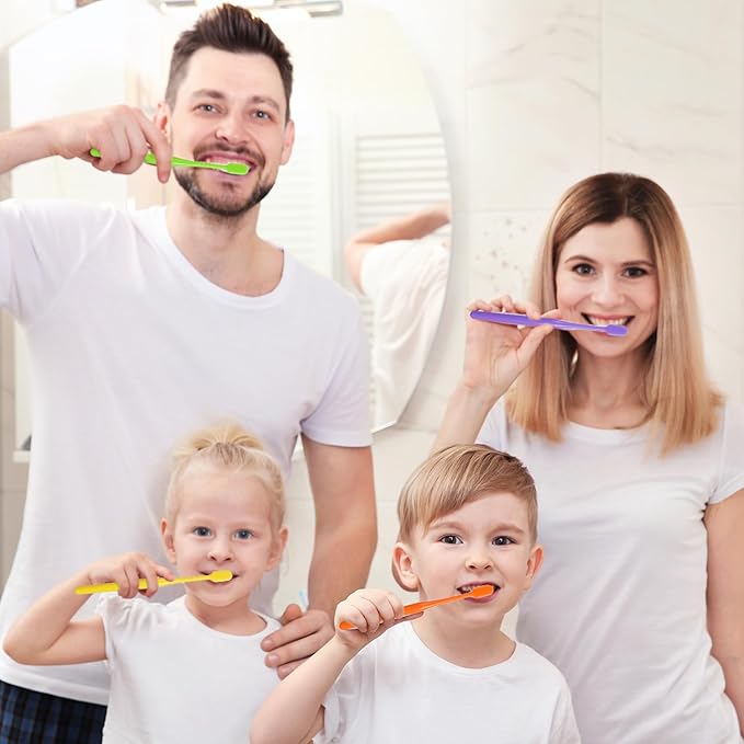 COMNICO 5 Pack Classic Manual Toothbrush Soft Bristles Clean Tooth Brush with Ergonomic Plastic Handle for Adults and Kids, Colorful