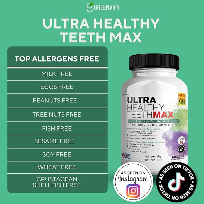 Ultra Healthy Teeth Max Probiotic Supplement, 40 Billion CFU, 60 Capsules, Advanced Oral Health Formula (2)
