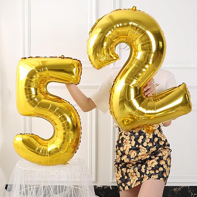 40 Inch Gold Number Balloons, Helium Mylar Foil Number Balloons for Birthday, Number 5 Balloon for 5st Birthday Decorations for Kids, Anniversary Party Decorations Supplies