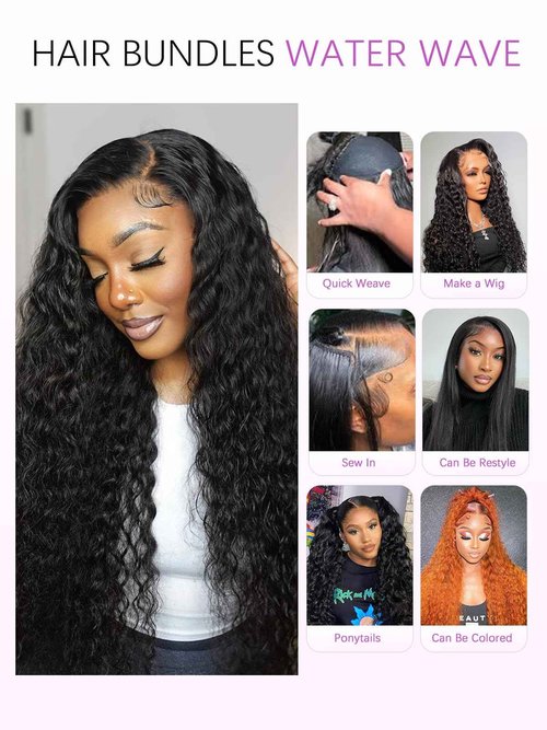 PHIPORNACI 15A Raw Curly Bundles Human Hair,One Bundles 20 Inch Water Wave Curly Human Hair,Triple Lifespan Indian Virgin Hair,Quick Weave Hair Extensions Natural Black