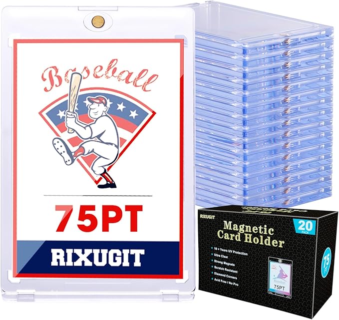 20-Pack One Touch Magnetic Card-Holder - 75pt Card Magnetic Case, Magnet Card Holder for Baseball, Football, Basketball, Hockey, Gaming Sports Cards, Trading Cards Collectibles Safe Storage