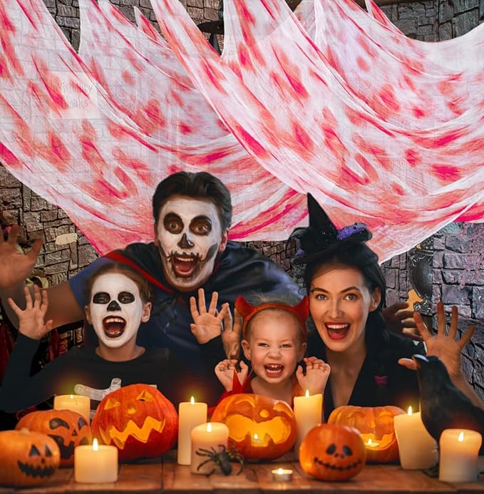 Halloween Blood Creepy Cloth 315 x 79 Inch Scary Spooky Cloth for Windows Doorways Cover Gauze for Halloween Party Haunted House Decorations