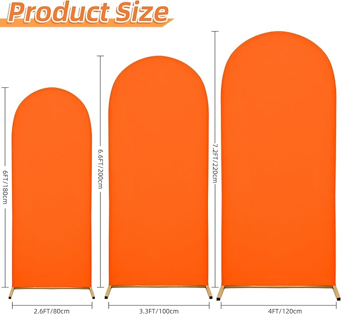 Arch Covers,Arch Backdrop Stand Fitted Cover for Wedding Birthday Party Ceremony Banquet Decoration(7.2FT,Candy Orange,Cover Only)