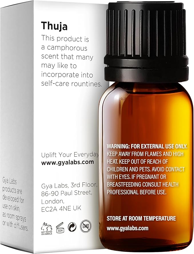 Gya Labs Thuja Essential Oil - 0.34 Fl Oz - for Hair, Skin, Diffuser, Aromatherapy & DIY Candle Making Scent