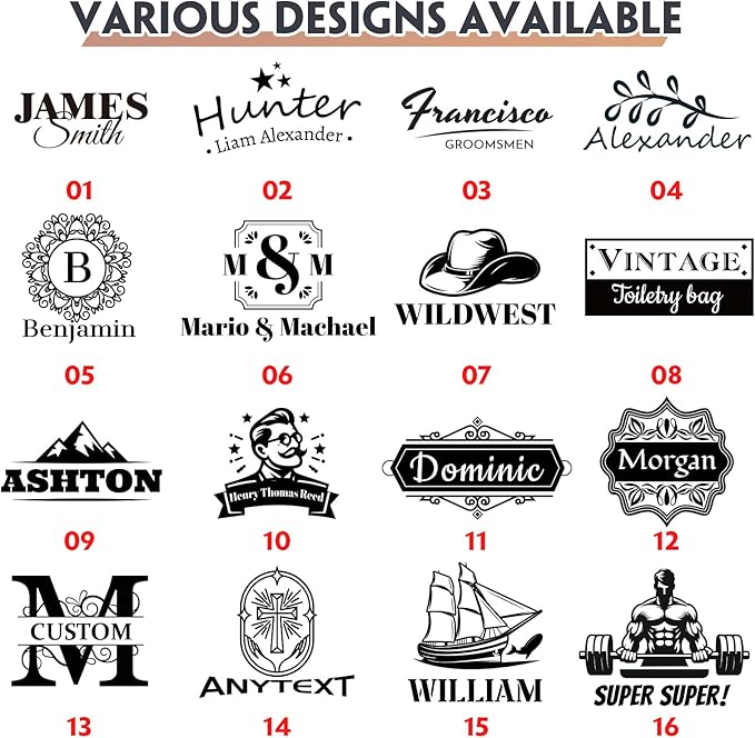 HDSD Personalized Toiletry Bag for Men,Engraved Name/Logo for Husband, Boyfriend, Dad, Wedding, Anniversary, Gift (Black)