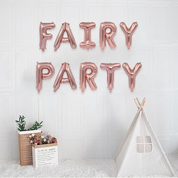 2 Set 20Pcs Rose Gold Fairy Party Letter Balloons 16in Balloon Foil Letter Decorations Party Decor Rose Gold Letter Balloons Fairy Party Party Supplies