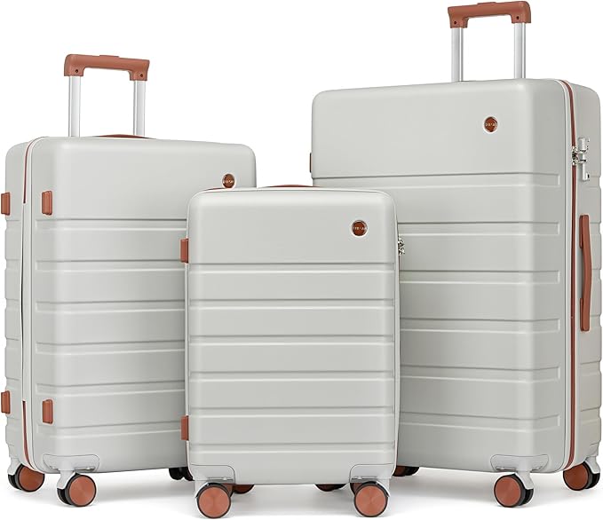 Hulsin Luggage Sets Clearance 3 Piece Hardside Suitcase with Wheels, 20/24/28 inch Rolling Luggage Set for Women, Hard Shell Travel Suitcases with TSA Lock(Silver, 3PCS Set)