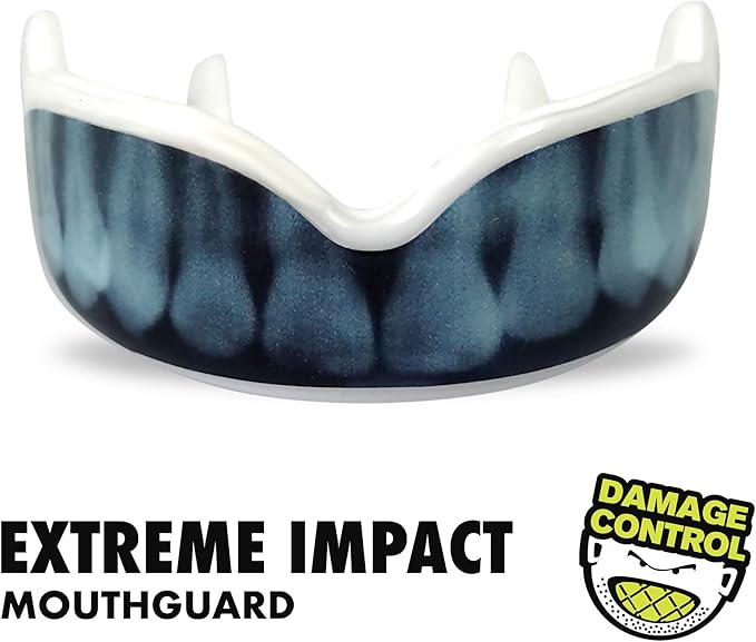 DAMAGE CONTROL Extreme Impact Mouth Guard – Sports Mouthguard for Boxing, MMA, BJJ, Hockey, Rugby, Lacrosse, & More – Mouthpiece for Teeth & Jaw Protection, for Youth & Adults (Youth, X-Ray)