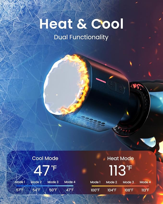RENPHO Power Thermacool Massage Gun Deep Tissue with Heat and Cold, Percussion Muscle Massage Gun Bluetooth with 12mm Amplitude, Handheld Massager Gun, Professional Massage for Men Women Athletes