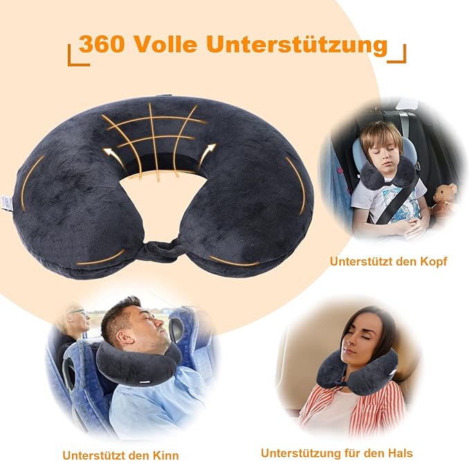 Travel Pillow,100% Pure Memory Foam U Shaped Neck Pillow,Super Lightweight Portable Headrest Great for Airplane, Car,Home,Office,Sleeping Rest (Black)