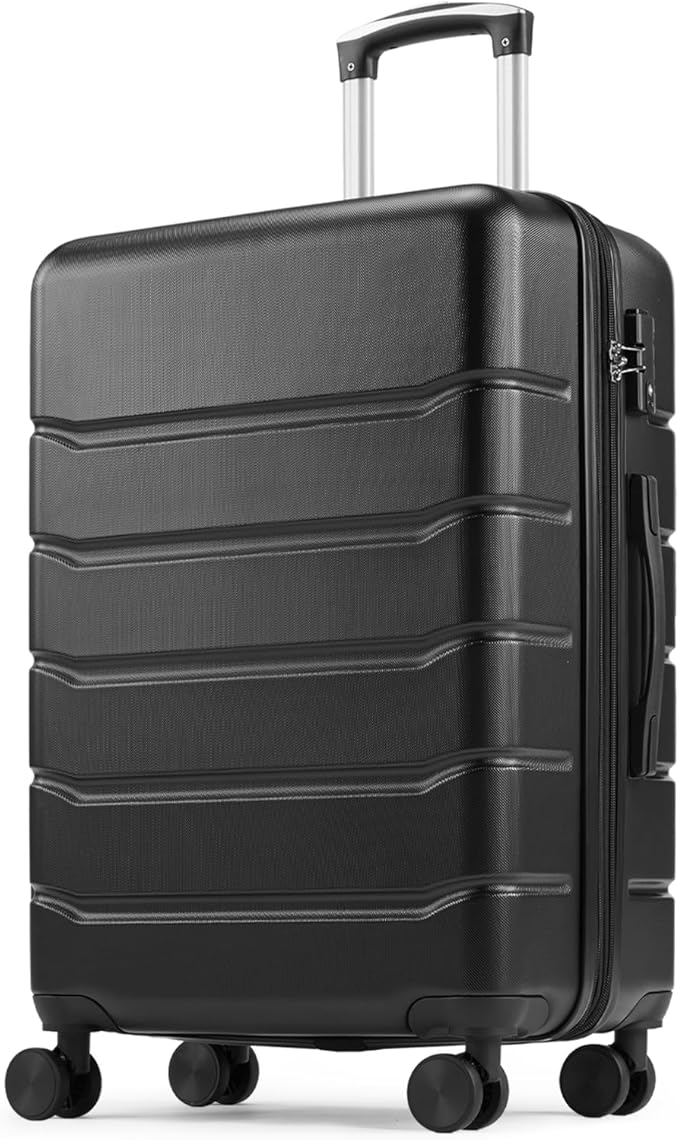 Sweetcrispy Carry on Suitcase, Luggage with Spinner Wheels, Hard Shell ABS, TSA Lock, 28 Inch Black
