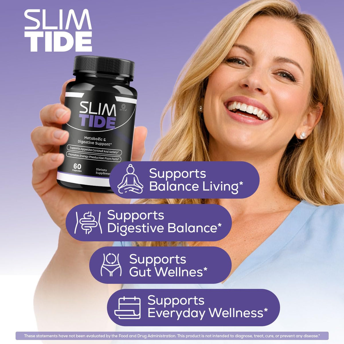 (3 Pack) Slim Tide Capsules - Official Slimtide Advanced Weight Management Formula with Natural Ingredients, Slim Tide Advanced Pills for Wellness & Overall Health Support, 180 Capsules for 3 Months