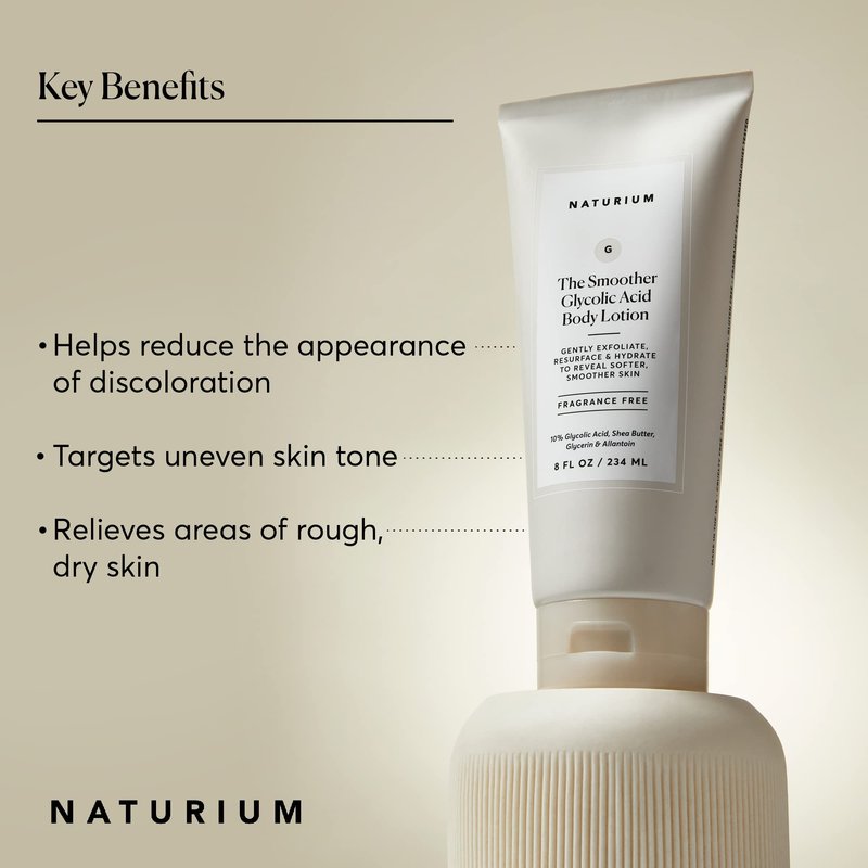 Naturium The Smoother Glycolic Acid Body Lotion, Resurfacing & Exfoliating Treatment, with 10% Glycolic Acid, 8 oz